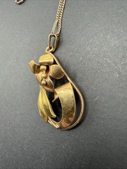 Vintage A&Z 12K GOLD FILLED Flower Pendant Necklace 18 INCH CHAIN 4.9g J57