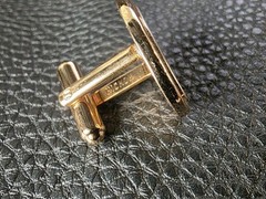 Vintage Hickok Monogram Initial P Gold Silver Tone Bullet Back Cufflinks Oval