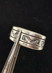 Big Vintage Mexico Sterling Silver 925 Tribal Pattern Spinner Ring Size 11.75