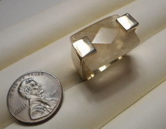 Vintage Modernist Sterling 925 & Faceted Rutilated Quartz Ring 15.1g Size 8