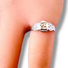 Initial Z Signet 10k Gold Letter Pinky Baby 925 Sterling Silver Ring SZ 3.75