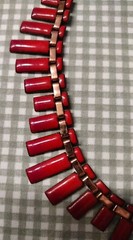 Vintage Matisse Copper Enamel Necklace and Earrings Red 14 Inches