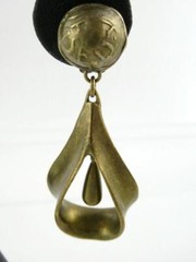 Vintage Donna Karan Brass Tone Metal Clip on Earrings DK Co Hallmark