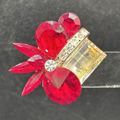 Vintage 80s 90s Stefanie Somers Red Rhinestone Clip On Earrings NOS