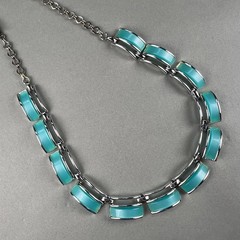 Vintage Moonglow Thermoset Necklace Earrings Blue CHAREL q3z