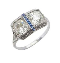 5Ct Art Deco Style Lab Created Diamond Engagement Wedding 14K White Gold FN Ring