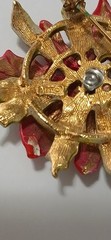 Vintage ART Christmas Holiday Red Painted Poinsettia Brooch