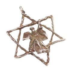 925 Sterling Silver Vintage Pendant Star Of David Moses 10 Commandments PT25941