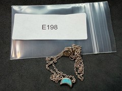 3.42g Vintage Sterling Silver 925 Turquoise Crescent Pendant Necklace 18 in M