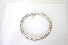 Vintage 1960s Trifari Faux Pearl Necklace Chocker Silver Plated Metal