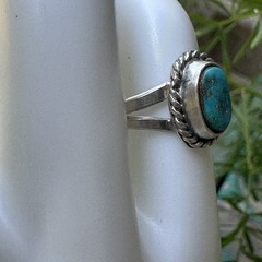VTG Old Pawn Ring Size 4 Native American Ithaca Peak Turquoise Sterling 2.2g