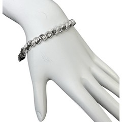 PAJ BB China Bracelet Silver Tone Illusion Diamonds Textured Metal Shiny Smooth