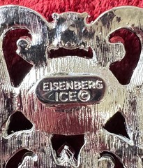 Vintage Eisenberg Ice Brooch Clear Sparkling Rhinestones with Hanging Drop Stone