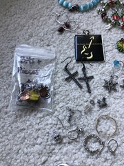 1 Pound + TEAL & SILVERTONED Jewelry Vtg Modern Lot Craft Junk Wearable Resell