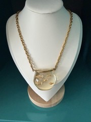 Castlecliff Lucite Fish Bowl Necklace Harrice Simmons Gold Jelly Belly