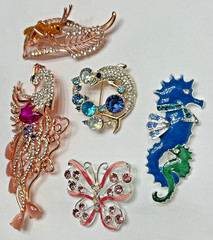 Crystal Rhinestone Bird Butterfly Brooch Pin LOT Peacock Parrot Insect Animal US