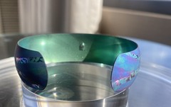 STUNNING HOLLY YASHI CUFF BRACELET, FACETED AMETHYST GEMSTONE ACCENT EX. COND