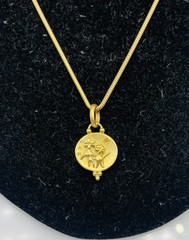 Temple St Clair 18k Yellow Gold Gemini Zodiac Medallion Pendant Necklace