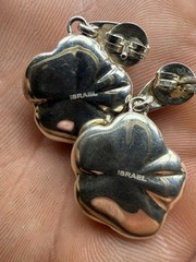 Vintage Sterling 3D Rose Flower Darkened Silver 5.5 Grams Israel Dangle