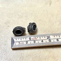 Vintage 925 Sterling Silver Clip On Earrings, Faceted Black Stone Ovals – 8g