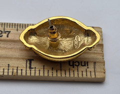 Vintage Napier Gold Tone Etruscan Granulated Olive Barrel Stud Earrings 30mm