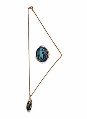 Vintage Pin and Necklace Nickel Silver Abalone/Mother of Pearl