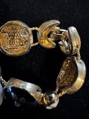 Gold Tone Bowling Ball Bowling Pins Vintage Slide Bracelet 6.5” League