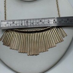 Brutalist Modernist Textured Fringe 16” Collar Geometric Gold Necklace (G1)