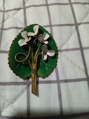 Vintage Enameled Painted Brooch.