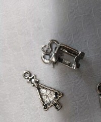 Lot 53 CHARMS Christmas Trees Presents 1″ – 3/4″ Silver Tone Costume Jewelry