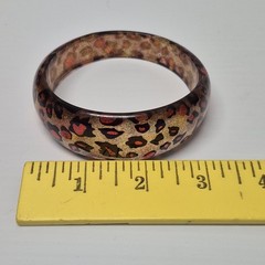 Vtg Chunky Acrylic Lucite Animal Print Glitter Bracelet Asymmetrical Statement