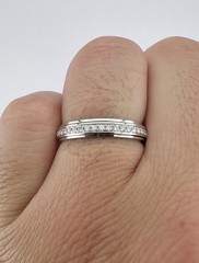 Designer 18k White Gold .45ct Diamond Eternity Wedding Spinner Band Ring Sz 9