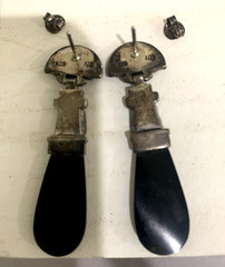 Vintage Signed 925 ND Sterling Black Onyx & Marcasite PE Dangle Earrings