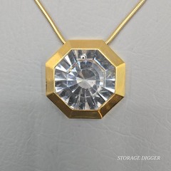 VTG Lanvin Paris Swarovski Crystal Pendant Necklace Gold-Tone Snake Chain 18″