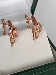 Vintage 1990-s 14 Ct Rolled Gold Zircons Earrings-Hallmarked 585 RG
