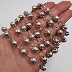 Vintage Sterling Silver 925 Long Bead Chain Necklace 145cm 83g Italy Estate