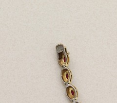 18k Gold Over Sterling Silver Lab Created 2 ct Ruby Tennis Bracelet 7 1/4″ inch