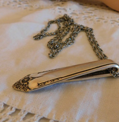 Vintage Spoon Ring and Spoon Handle Pendant Necklace Silver Plated Roger Bros IS