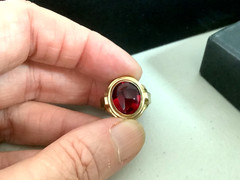 VTG/Antique Art Deco gold filled?rolled?red glass signet ring size 5.25 unsigned
