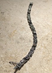 🌝✨STACKABLE Vintage STERLING SILVER MULTI Color GEMSTONE 💎 MARCASITE Bracelet✨