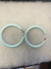 Vtg mint green lucite pierced hoop Earrings
