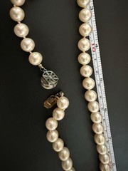 JKa Kohle Sterling Silver Pearl Necklace 18″ 925 JKa Köhle Silk Knotted