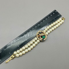 Richelieu Jewelry Set Women Cream Faux Pearl Cabochon Rhinestone Vintage 16 Inch