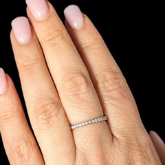 Estate Natural Diamonds 14k White Gold Band Ring 50%Eternity Anniversary Wedding