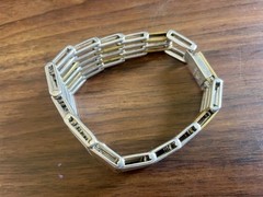 Vintage Taxco 925 Silver With Brass Accents Bracelet, Size 7.75, 72 Grams.
