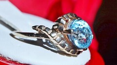 10k yellow gold ring 2.50ct blue topaz solitaire size 5.5 vintage 4.00gr N3511