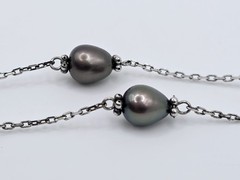 Vtg Sterling Silver Multi Color Freshwater Pearl Lariat Y Drop Tassel Necklace