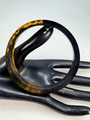 Vintage Black Amber Marbled Resin / Acrylic Bangle Bracelet Retro Minimalist