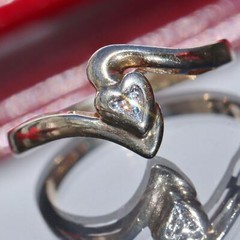 10k yellow gold ring natural diamond heart size 6 handmade 2.15gr N195