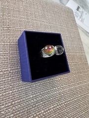 Double Crystal Ball & 925 Silver Ring – Rare One of a Kind Rainbow Multicolor